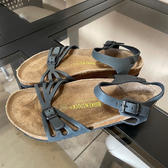 Birkenstock Bali Sandals Brushed Navy Blue Strappy Ankle Strap 40 Size US 9 - Picture 1 of 6
